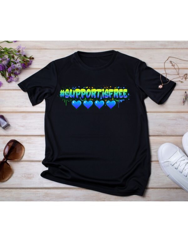 Limited Edition #Supportisfree💙💙💙💙💙 Graffiti Logo T-Shirt - Image 5